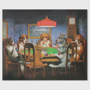 Papier Cadeau Chiens jouant au poker par C.M. Coolidge