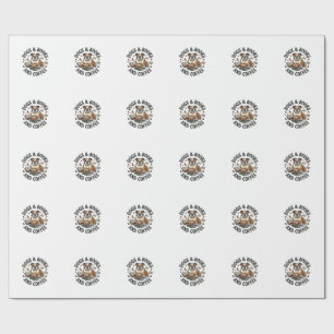 Papier Cadeau Chiens Livres Café Bouledogue Pile Tasse_1