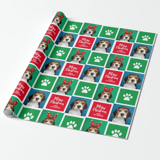 Papier Cadeau Chiens personnalisés Papier d'enveloppement de Noë (Déroulé)