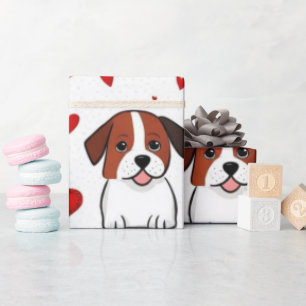 Papier Cadeau Chiens rouges de la Saint Valentin coeurs Envelopp