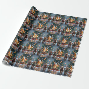 Papier Cadeau Chiens Shar Pei Noël Neige Fêtes