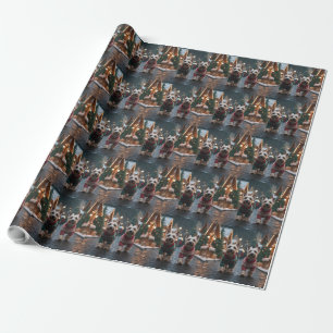 Papier Cadeau Chiens Terrier Écossais Noël Neige Fêtes