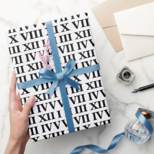 Papier Cadeau Chiffre romain noir et blanc