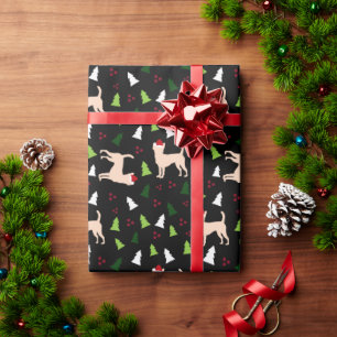 Papier Cadeau Chihuahua Chiens à Santa Hats Noël NOIR
