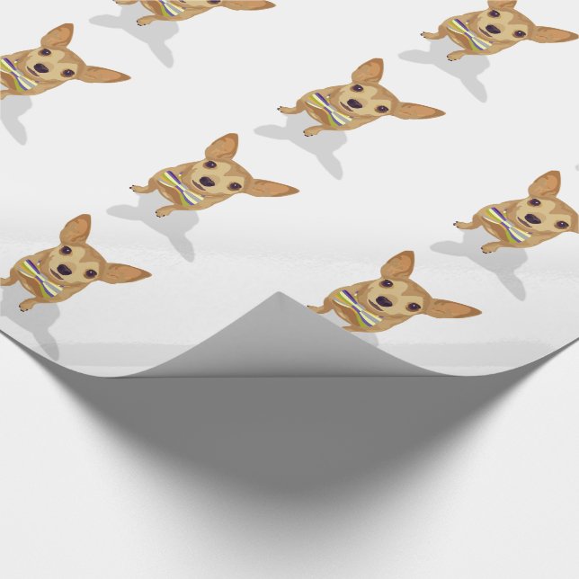 Papier Cadeau Chihuahua dans un bowtie sur un arrière - plan bla (Coin)
