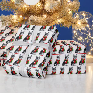 Papier Cadeau Chihuahua de Noël avec Écharpe d'hiver