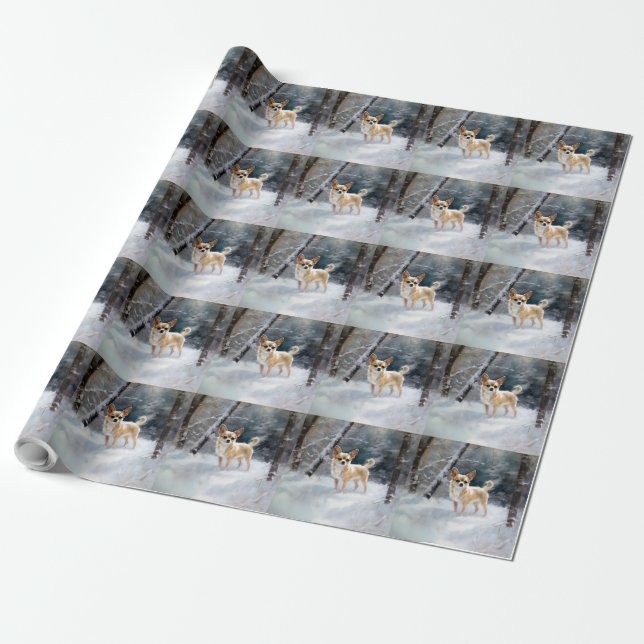 Papier Cadeau Chihuahua Laisser neiger Noël (Déroulé)