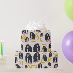Papier Cadeau Chimpanzé singe et Motif bananier