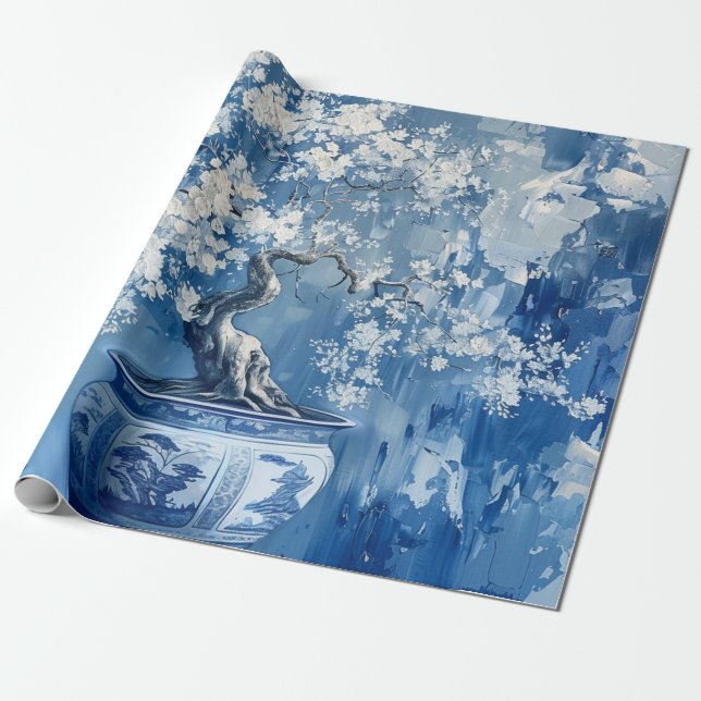 Papier Cadeau Chine Chinoiserie Cerise (Déroulé)