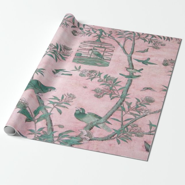 Papier Cadeau Chine rose Découpage chinois (Déroulé)