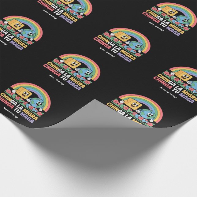 Papier Cadeau Chinga La Migra Chinga Tu Maga Funny Arc en ciel (Coin)