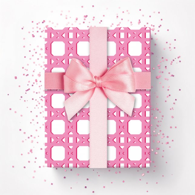 Papier Cadeau Chinoiserie Cane Trellis in Pink (Créateur téléchargé)