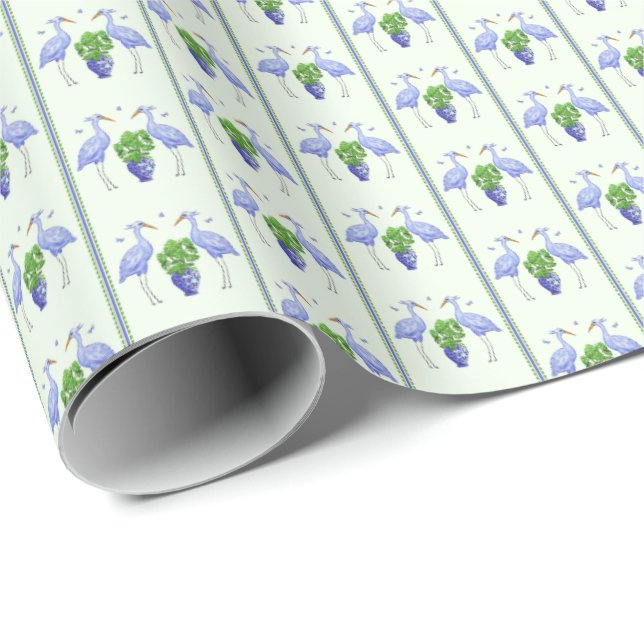 Papier Cadeau Chinoiserie Crane Wrapping Paper (Coin rond)