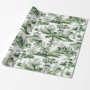 Papier Cadeau Chinoiserie Orient Peinture Paysage Découpage