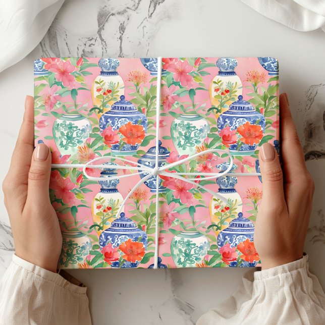 Papier Cadeau Chinoiserie Papier d'enveloppement à motifs florau (Créateur téléchargé)