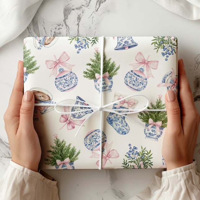 Papier Cadeau Chinoiserie Preppy Bow Papier d'enveloppement de N (Créateur téléchargé)