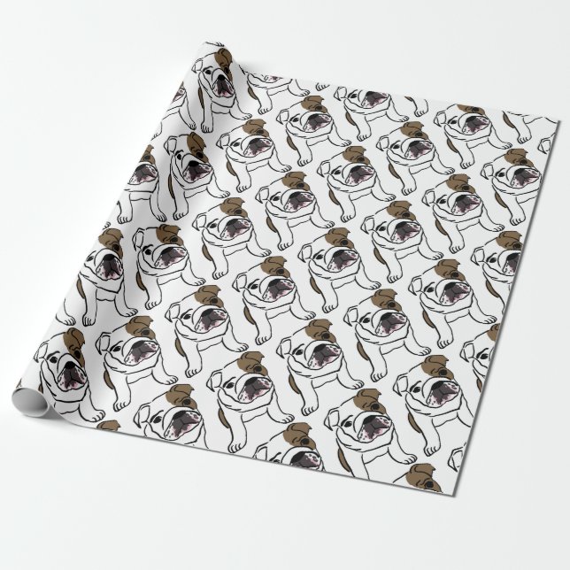 Papier Cadeau Chiot anglais personnalisé de bouledogue (Déroulé)