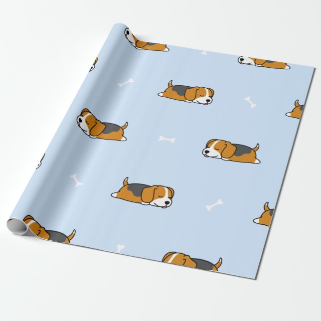 Papier Cadeau Chiot Beagle couché (Déroulé)
