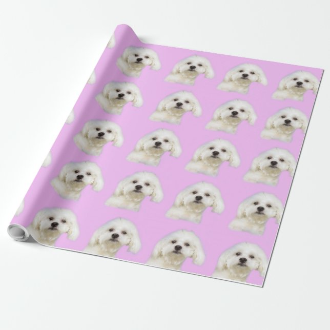 Papier Cadeau Chiot blanc #Maltese (Déroulé)