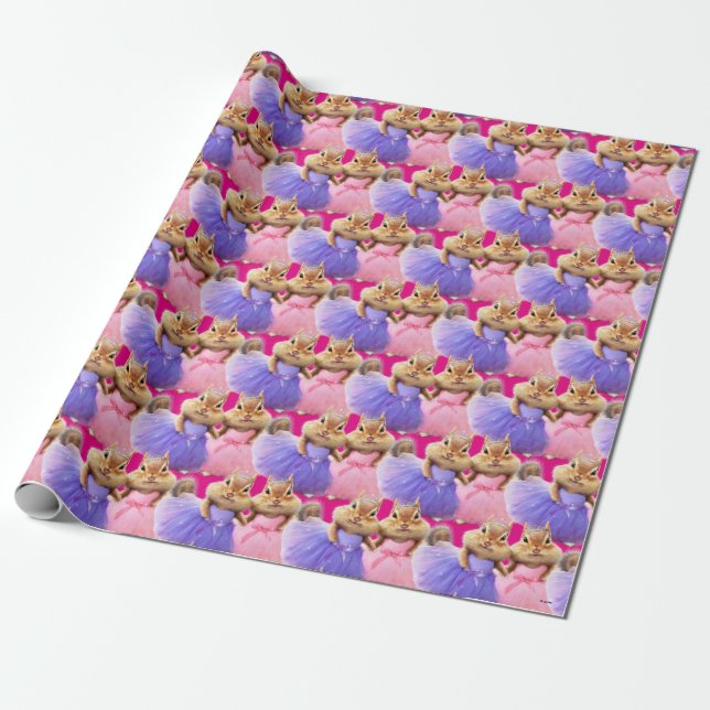 Papier Cadeau Chipmunk Ballerina Duo (Déroulé)