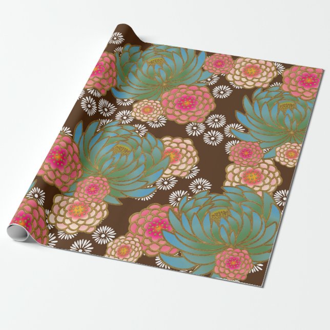 Papier Cadeau Chiyogami Yuzen linge stylisé papier d'emballage (Déroulé)