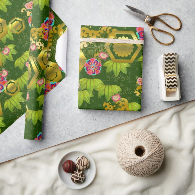 Papier Cadeau Chiyogami Yuzen Washi Style motif papier enveloppe (Artisanat)