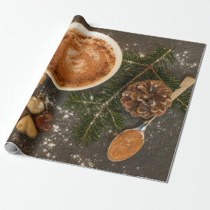 Papier Cadeau Chocolat chaud de Noël