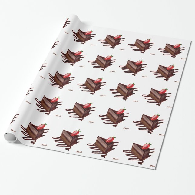 Papier Cadeau Chocolat gâteau nourriture aquarelle dessert Baker (Déroulé)