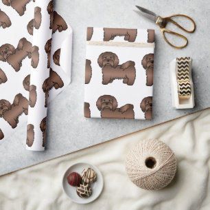 Papier Cadeau Chocolat Havanais mignon Motif de dessin de chien