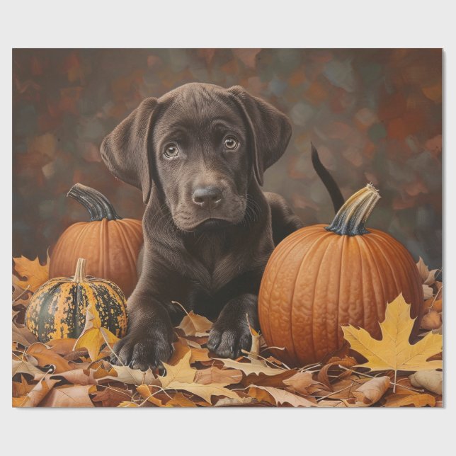 Papier Cadeau Chocolat Labrador Retriever Automne Découpage (Plat)
