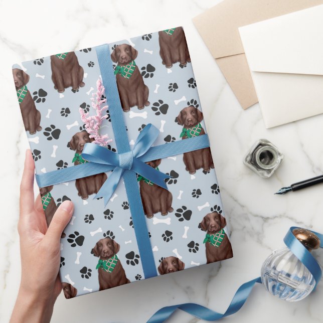 Papier Cadeau Chocolat Labrador Retriever Chien Empreinte de pat (Cadeaux)