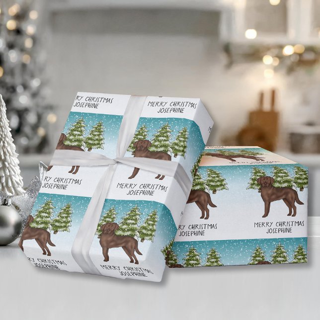 Papier Cadeau Chocolat Labrador Retriever Christmas Texte person (Créateur téléchargé)