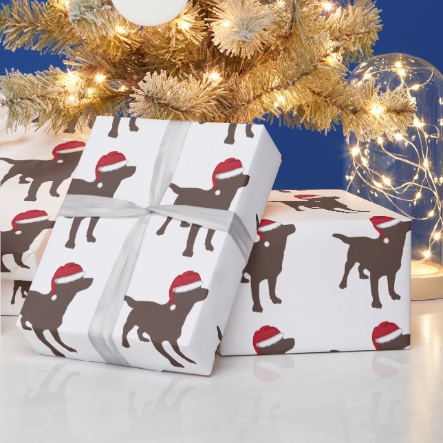 Papier Cadeau Chocolat Labrador Retriever Santa Hat Noël (Vacances)