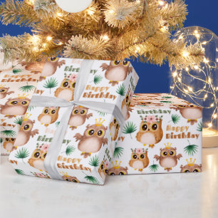 Papier Cadeau Chouette Bébé mignonne Joyeux anniversaire