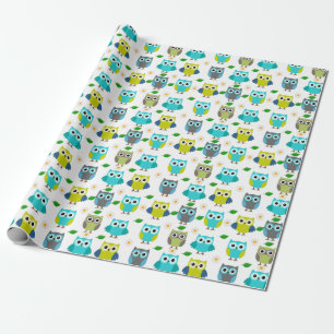 Papier Cadeau Chouette bleue