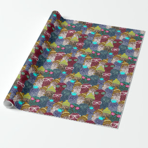 Papier Cadeau Chouette dans la couronne