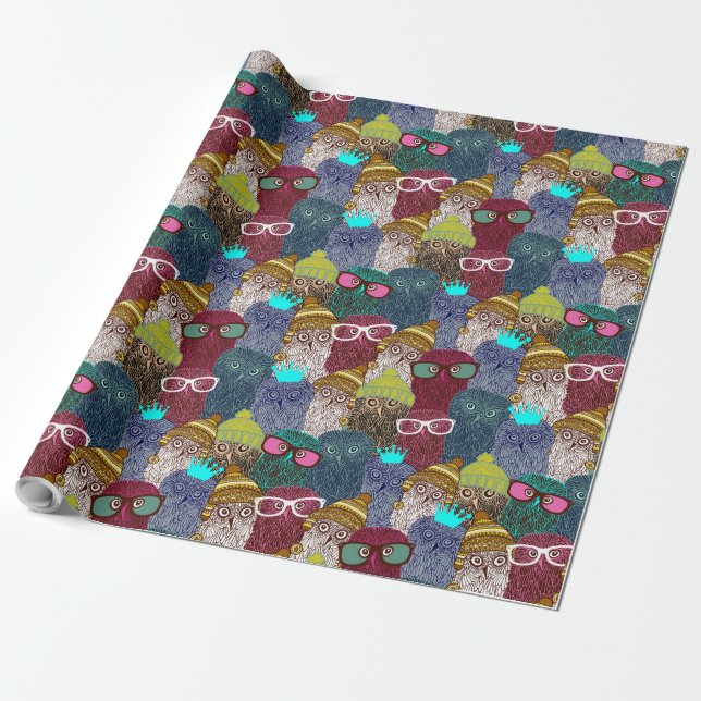 Papier Cadeau Chouette dans la couronne (Déroulé)