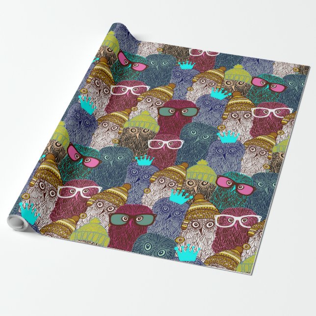 Papier Cadeau Chouette dans la couronne (Déroulé)