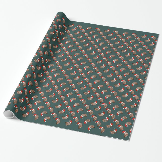 Papier Cadeau Chouette de l'Est Père Noël (Déroulé)