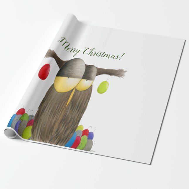 Papier Cadeau Chouette de Noël (Déroulé)