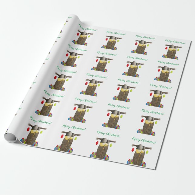 Papier Cadeau Chouette de Noël (Déroulé)