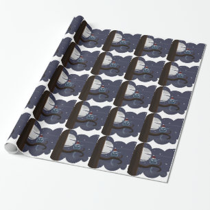 Papier Cadeau chouette de noël effrayant