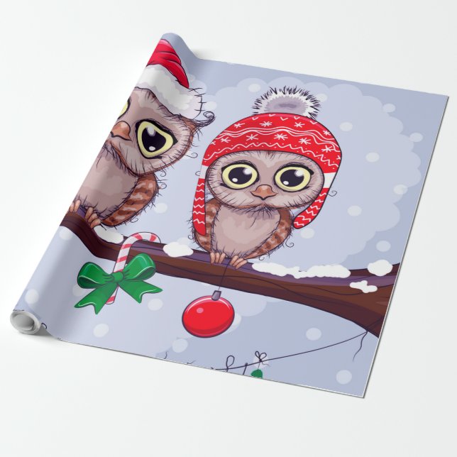 Papier Cadeau Chouette douce à Noël (Déroulé)