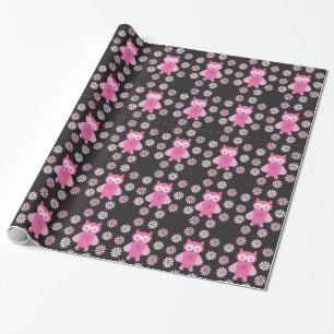 Papier Cadeau Chouette rose mignonne