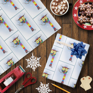 Papier Cadeau Chouette Snowflakes Scarf Casquette mou