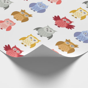 Papier Cadeau Chouettes d'animaux de bois mignonne moderne