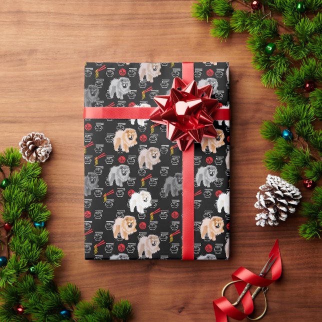Papier Cadeau CHOW TIME ramen nouilles cadeau envelopper 5 coule (Cadeau de vacances)