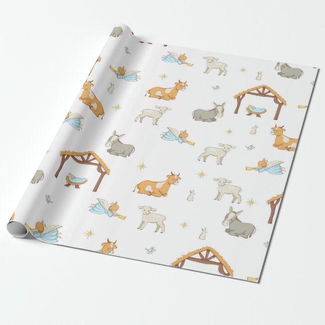 Papier Cadeau Chrétien de papier d'enveloppe de cadeau de Noël (Déroulé)