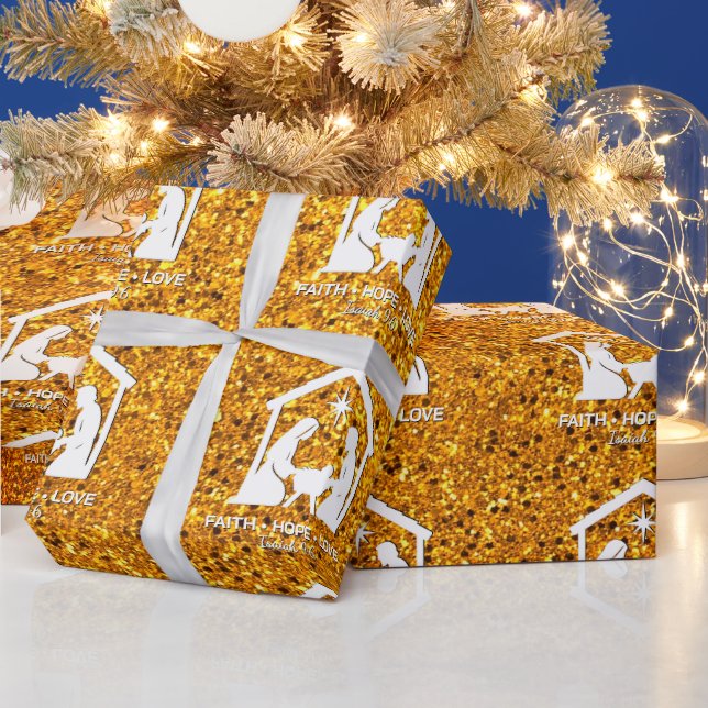 Papier Cadeau Christian Nativity Faux Glitter Christmas (Vacances)