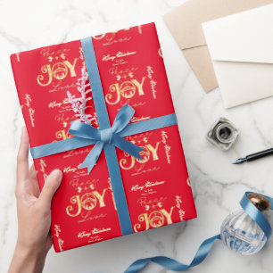 Papier Cadeau Christian Noël Nativité Or R Paix Joie Amour